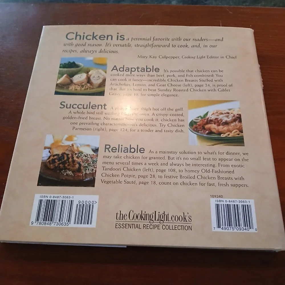 Cooking Light Chicken Cookbook Hardcover  GUC